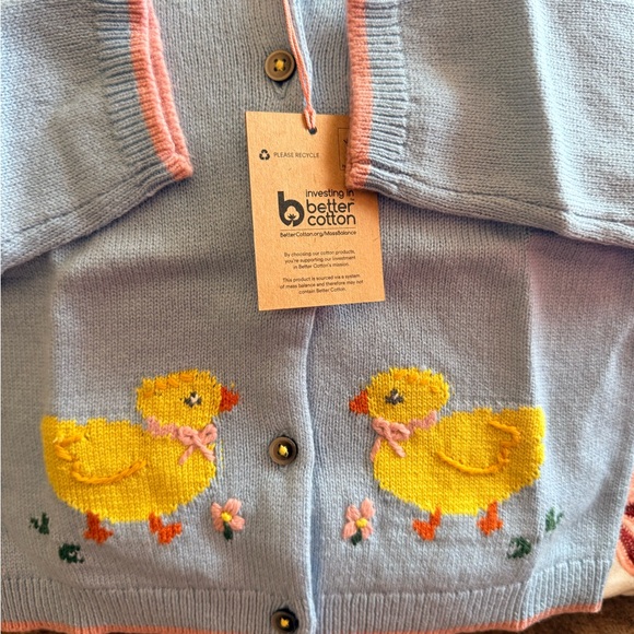 Mini Boden Girls Easter Vintage Blue Chicks Cardigan 3-4Y - Picture 2 of 6